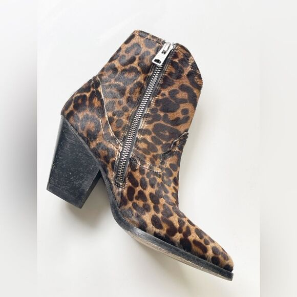 All Saints Rolene hair calf animal print zippered cowboy bootie 36 - Picture 9 of 13